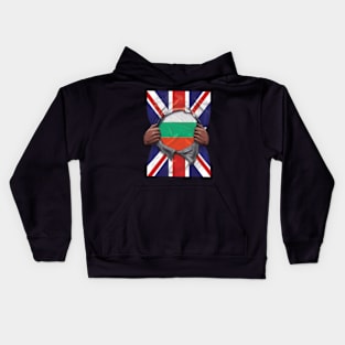 Bulgaria Flag Great Britain Flag Ripped - Gift for Bulgarian From Bulgaria Kids Hoodie